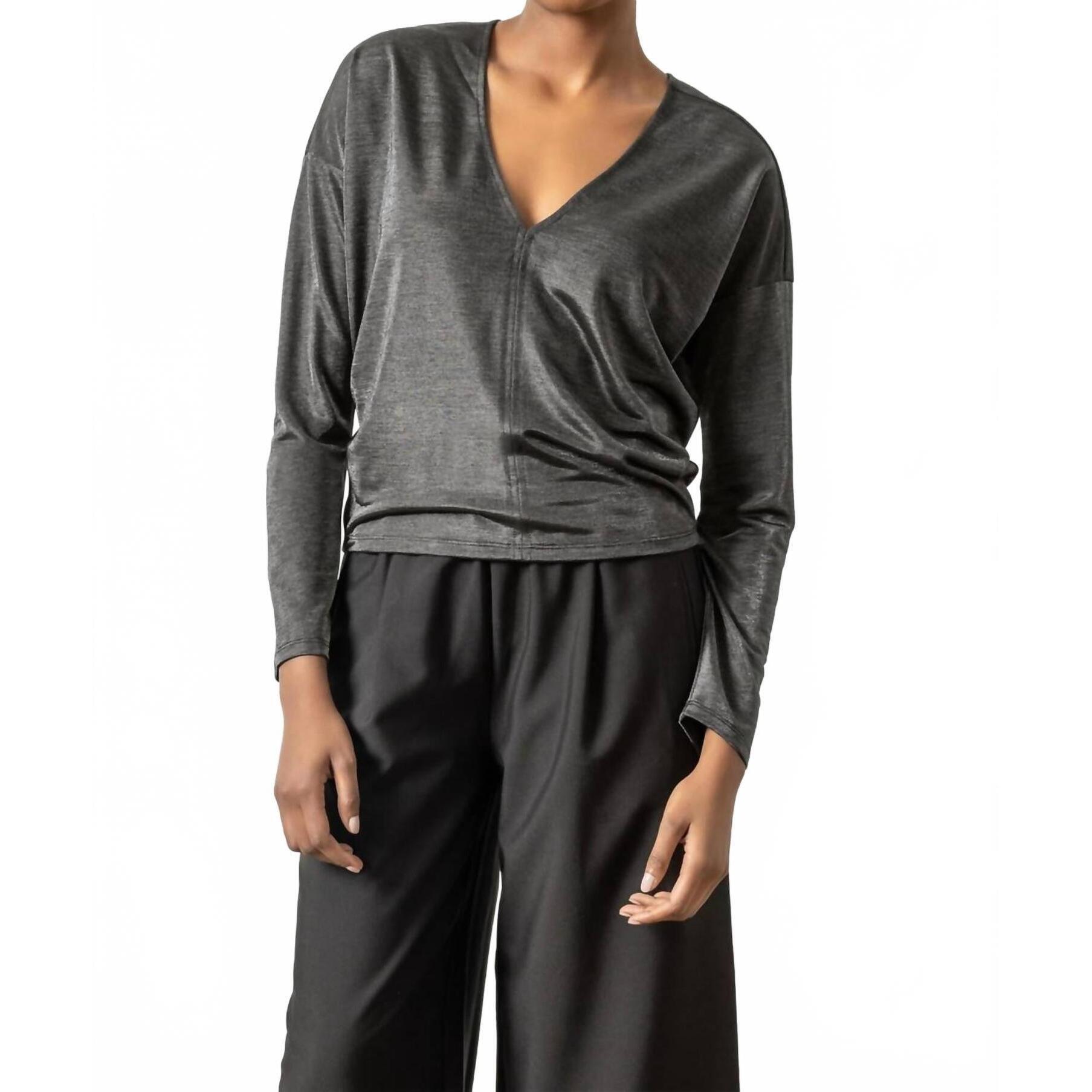 New Lilla P Sparkle Double V Top In Black Sparkle